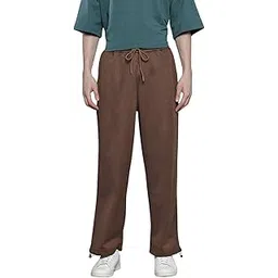 the indian garage co Men Relaxed Fit Self Design Mid-Rise Stretchable Wide Leg Joggers-picture-39
