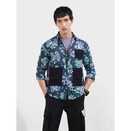 The Indian Garage Co Men Relaxed Fit Typography Printed Spread Collar Pure Cotton Shirt-picture-33