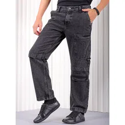 The Indian Garage Co Men Relaxed Straight Fit Pure Cotton Cargo Jeans-picture-25