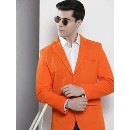 The Indian Garage Co Men Self Design Slim-Fit Single-Breasted Blazer-image-5