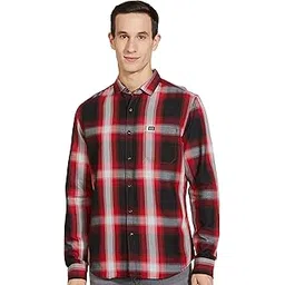 the indian garage co Men Slim Fit Checkered Full Sleeves Spread Collar Casual Shirt-picture-47