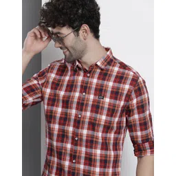 The Indian Garage Co Men Slim Fit Cotton Checked Casual Shirt-picture-15
