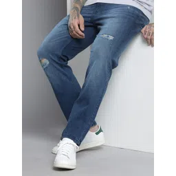 The Indian Garage Co Men Slim Fit Mildly Distressed Light Fade Stretchable Jeans-picture-17