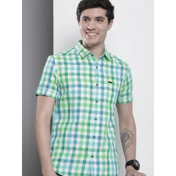 The Indian Garage Co Men Slim Fit Opaque Checked Casual Shirt-picture-42