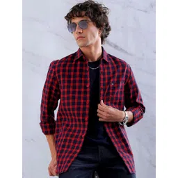 The Indian Garage Co Men Slim Fit Opaque Checked Casual Shirt-picture-38