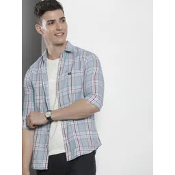 The Indian Garage Co Men Slim Fit Opaque Checked Casual Shirt-picture-36