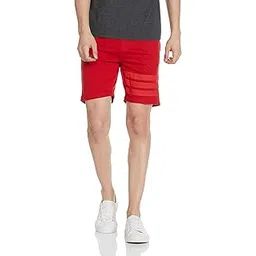 the indian garage co Men Slim Fit Placement Print Mid-Rise Knitted Shorts-picture-48
