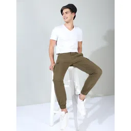 The Indian Garage Co Men Slim Fit Solid Cargos Joggers-picture-23