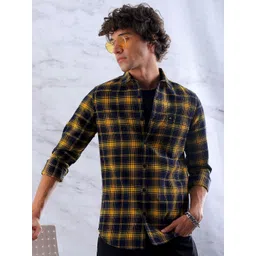 The Indian Garage Co Men Slim Fit Tartan Checks Opaque Checked Casual Shirt-picture-15