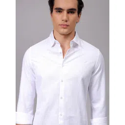 The Indian Garage Co Men Spread Collar Textured Cotton Slim Fit Formal Shirt-picture-19