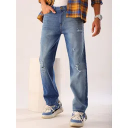 The Indian Garage Co Men Straight Fit Mildly Distressed Heavy Fade Jeans-picture-36