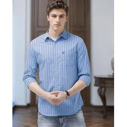 the indian garage co Men Striped Slim Fit Shirt with Patch Pocket-picture-32