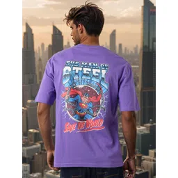 The Indian Garage Co Men Superman Graphic Printed Round Neck Cotton Relaxed Fit T-shirt-picture-19