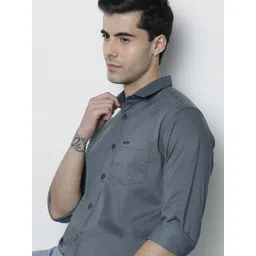 The Indian Garage Co Men Teal Blue Solid Comfort Fit Casual Shirt-image-4