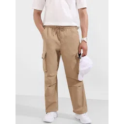 The Indian Garage Co Men Textured Mid Rise Baggy Cargos Trousers-picture-34