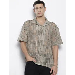 The Indian Garage Co Men Textured Open Weave Knitted Relaxed Fit Shirt-picture-10