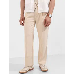 The Indian Garage Co Men Textured Relaxed Fit Mid-Rise Regular Trousers-picture-31