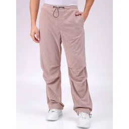 The Indian Garage Co Men Textured Tapered Fit Joggers Casual Trousers-picture-31