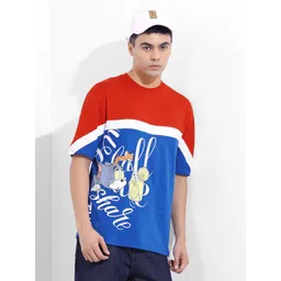 The Indian Garage Co Men Tom & Jerry Humour and Comic Printed Cotton Boxy T-shirt-image-13