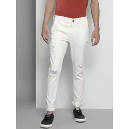 The Indian Garage Co Men White Slim Fit Low Distress Stretchable Jeans-picture-34