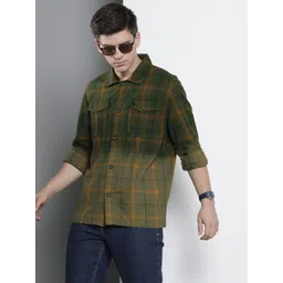 The Indian Garage Co Men Windowpane Checked Casual Shirt-picture-11