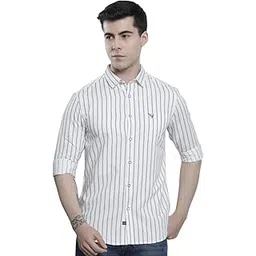 the indian garage co Men's Cotton Regular Fit Striped Full Sleeves Cutaway Collar Casual Shirt-picture-54