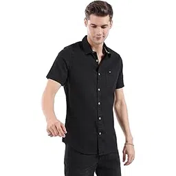 the indian garage co Men's Cotton Slim Fit Solid Half Sleeves Cutaway Collar Casual Shirt-picture-16