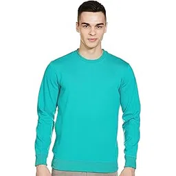 The Indian Garage Co Men's Polyester Regular Fit Solid Crew Neck Overhead Sweatshirt-picture-21