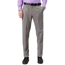 the indian garage co Men's Regular Fit Self Design Mid Rise Stretchable Formal Trousers-picture-39