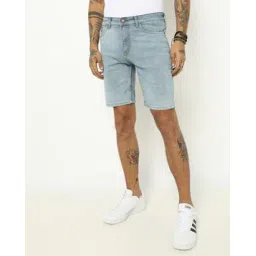 the indian garage co Mid-Wash Slim Fit Denim Shorts-picture-37