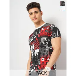 The Indian Garage Co Pack of 2 Men Round Neck T-shirt-image-40