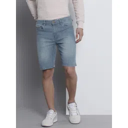 the indian garage co. Solid Men Blue Denim Shorts-picture-11