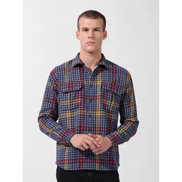 the indian garage co The Indian Garage Co. Checked Spread Collar Long Sleeves Relaxed Fit Shirt-picture-11