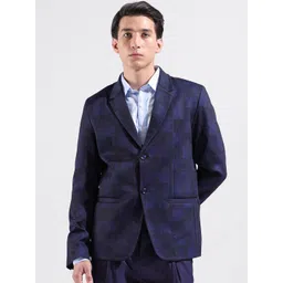 The Indian Garage Co. X Luxe Checked Comfort-Fit Single Breasted Blazer-picture-34