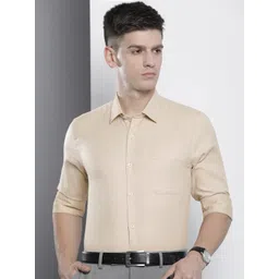 the indian garage co. x luxe Luxe by TIGC Men Beige Slim Fit Opaque Formal Shirt-picture-18