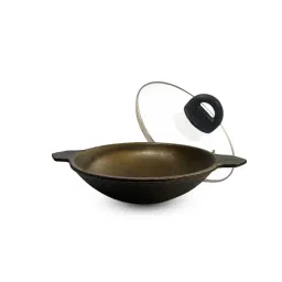 The Indus Valley Black Cast Iron 22.09 cm Vellapam Pan With Glass Lid (0.5 L)-picture-10