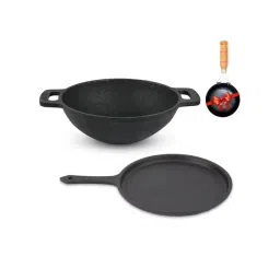 The Indus Valley Black Pre-Seasoned Cast Iron Cookware - Set of 3-picture-35