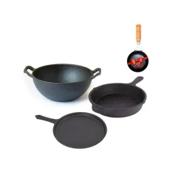 The Indus Valley Black Pre-Seasoned Cast Iron Cookware - Set of 3-picture-36
