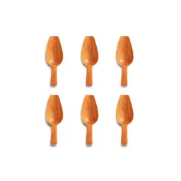 The Indus Valley Neem Wood Scoop Spoons (15 cm) - Set of 6-picture-38