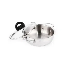 The Indus Valley Silver Stainless Steel 22.2 cm Deep Fry Pan With Glass Lid (1.5 L)-picture-23