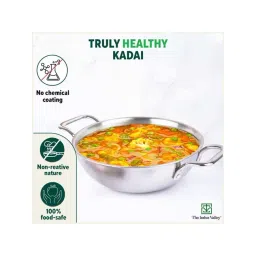 The Indus Valley Silver Stainless Steel Cookware Kadhai (4.6 L) image 2