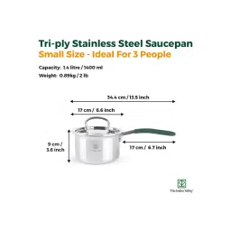 The Indus Valley Silver Tri-ply Stainless Steel Stockpot Steel Lid 17cm (1.4L)-picture-38