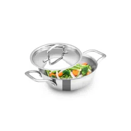 The Indus Valley Silver Triply Stainless Steel Induction Friendly Kadhai With Lid (1250ml)-picture-40