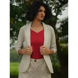 the kaatn trail Women Beige Checked Open Front Jacket-picture-38