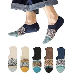 the kab's socks for man, socks for woman fashion Ankle Socks with Superior Arch Support with Geometric Pattern, Anti Odour & Moisture Absorbent Combed Cotton Breathable Low Cut Design- Pack of 5-picture-16