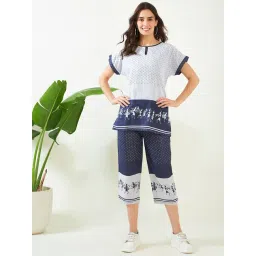 The Kaftan Company Blue Cotton Printed Night Dress-picture-21