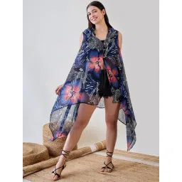 The Kaftan Company Blue Georgette Tie Die Swimwear-picture-17