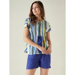 The Kaftan Company Blue Striped Top With Shorts-picture-14