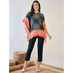 The Kaftan Company Blue Viscose Regular Fit Print Top-picture-39