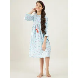 The Kaftan Company Girls Blue Printed Nightdress-picture-32
